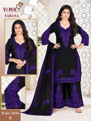 Vamika Sabana Pakistani Collection Heavy Japan Satin Cotton Work Suit Set readymade suit catalogs