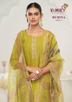 Vamika Tm Rubina Vol 1 Designer Roman Silk Suit Heavy Viscos Handwork Dress with Organza Dupatta Wholesale Vamika nx
