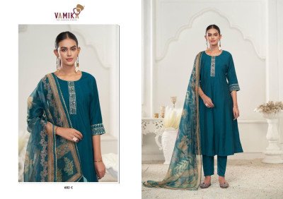 Vamika Tm Rubina Vol 1 Designer Roman Silk Suit Heavy Viscos Handwork Dress with Organza Dupatta Wholesale kurti pant with dupatta Catalogs
