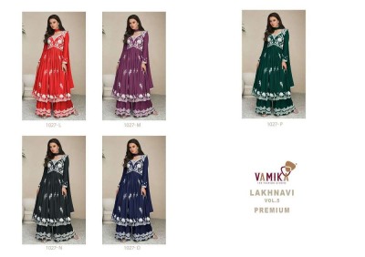 Vamika new launch lakhnavi vol 5 premium collection Kurti palazzo and dupatta set catalogue wholesale  kurtis catalogs