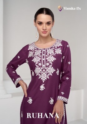 Vamika nx by ruhana ethnic style embroidered short kurti catalogue at affordable rate western wear catalogs