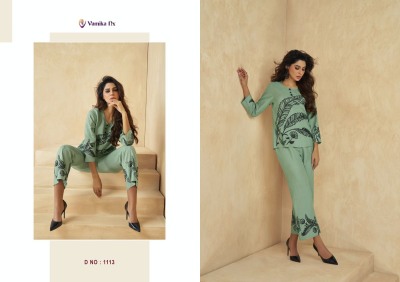 Vamika nx presents Sarra exclusive designer tunic short top with pant set collection wholesale price in India  kurtis catalogs