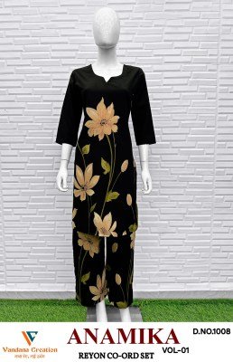 Vandana Creation Anamika Vol 1 Reyon Print Coord Set Ethnic Bulk Wholesale kurtis catalogs