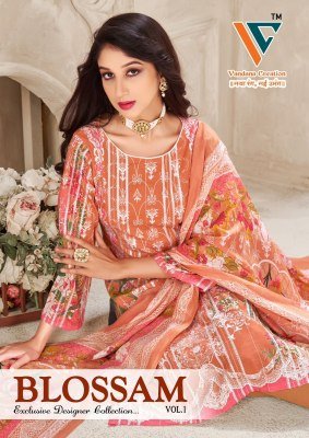 Vandana Creation Blossom Vol 01  Unstitched Soft Cotton Top with Zari Work  Bottom And Dupatta Wholesale Vandana creation
