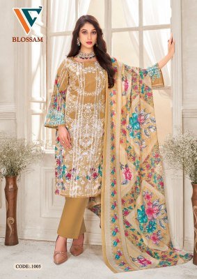 Vandana Creation Blossom Vol 01  Unstitched Soft Cotton Top with Zari Work  Bottom And Dupatta Wholesale dress material catalogs