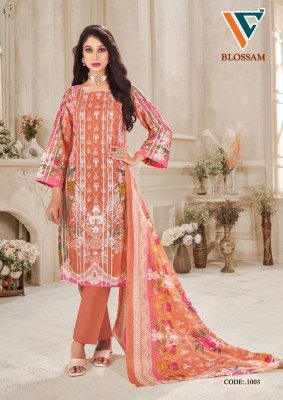 Vandana Creation Blossom Vol 01  Unstitched Soft Cotton Top with Zari Work  Bottom And Dupatta Wholesale dress material catalogs