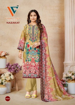 Vandana Creation Nazakat Vol 10 Unstitched Cotton Suit Set Top  Bottom And Dupatta Wholesale dress material catalogs