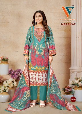 Vandana Creation Nazakat Vol 10 Unstitched Cotton Suit Set Top  Bottom And Dupatta Wholesale dress material catalogs