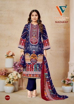 Vandana Creation Nazakat Vol 10 Unstitched Cotton Suit Set Top  Bottom And Dupatta Wholesale dress material catalogs