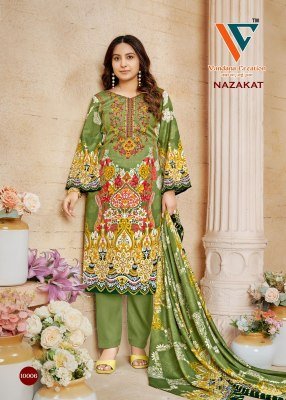 Vandana Creation Nazakat Vol 10 Unstitched Cotton Suit Set Top  Bottom And Dupatta Wholesale dress material catalogs