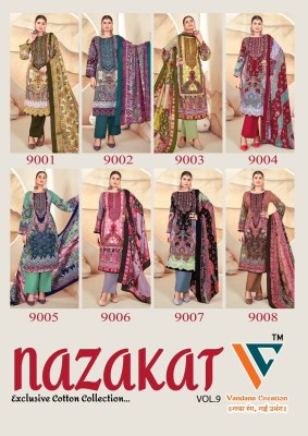 Vandana Creation Nazakat Vol 9 Unstitched Cotton Cloth Kurti Pant And Dupatta Wholesale kurtis catalogs