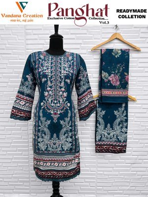 Vandana Creation Panghat Vol 03 Unstitched Printed Cotton Top with Printed Palazzo Bottom And Dupatta Pakistani Design Wholesale pakistani suit catalogs