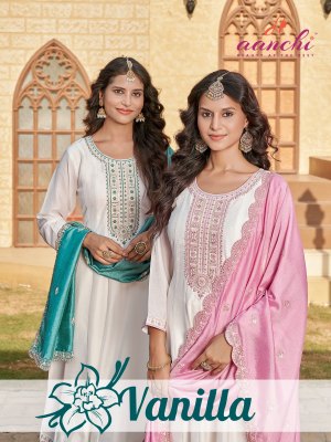 Vanilla by Aanchi Vichitra silk 3piece set flair Concept readymade suit catalogue at low rate wholesale catalogs