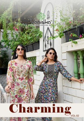 Vaniska Charming  Vol 2 Heavy Reyon Embroidery Sequence Work  Only Kurti  Wholesale  kurtis catalogs