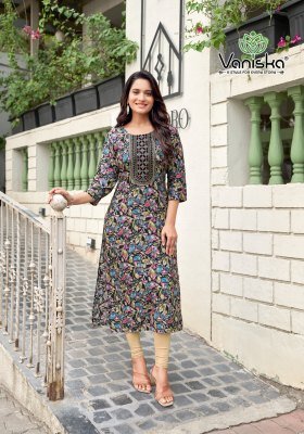 Vaniska Charming  Vol 2 Heavy Reyon Embroidery Sequence Work  Only Kurti  Wholesale  kurtis catalogs