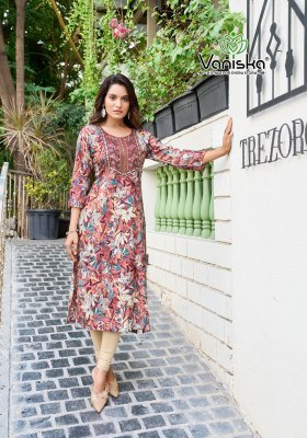 Vaniska Charming  Vol 2 Heavy Reyon Embroidery Sequence Work  Only Kurti  Wholesale  kurtis catalogs