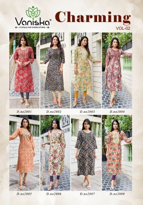 Vaniska Charming  Vol 2 Heavy Reyon Embroidery Sequence Work  Only Kurti  Wholesale  kurtis catalogs