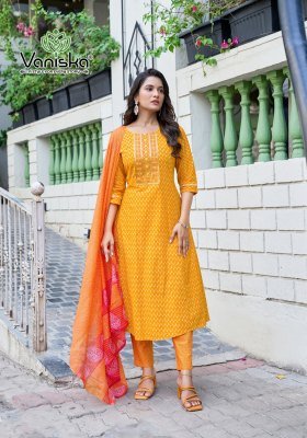 Vaniska Cotton Plus Vol 2  Anarkali Style Kurti with Pant And Pure Cotton Printed Dupatta  Heavy Embroidery Work Wholesale kurtis catalogs