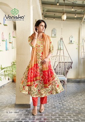 Vaniska Cotton Plus Vol 2  Anarkali Style Kurti with Pant And Pure Cotton Printed Dupatta  Heavy Embroidery Work Wholesale kurtis catalogs