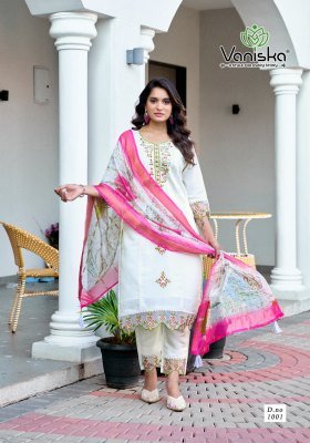 Vaniska Dastoor Vol 1 Roman Silk Straight Kurti Set with Heavy Embroidery And Organza Jacquard Dupatta Wholesale kurti pant with dupatta Catalogs