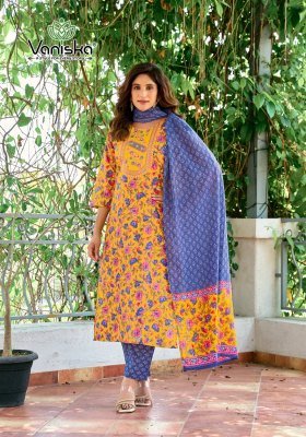 Vaniska Fashion Story Vol 1 Straight Kurti with Pant Dupatta Pure Mal Chanderi Viscose Kurti with Fancy Embroidery And Printed Chanderi Dupatta Wholes kurtis catalogs