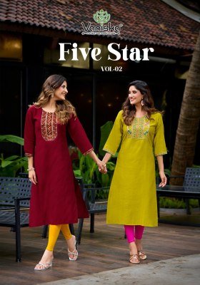 Vaniska Five Star Vol 2 Vatican Silk Kurti Heavy Embroidery Designer Kurtis Set Wholesale Vaniska