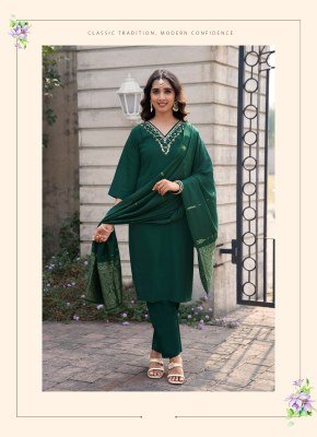 Vaniska Florina Vol 1 Roman Silk Straight Kurti Pant Dupatta Set readymade suit catalogs
