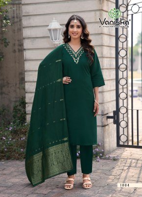 Vaniska Florina Vol 1 Roman Silk Straight Kurti Pant Dupatta Set readymade suit catalogs