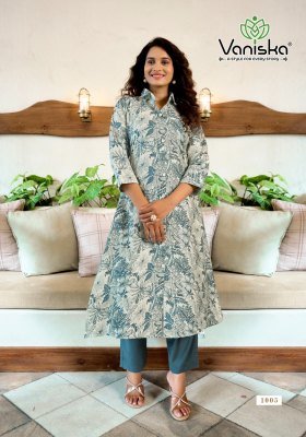 Vaniska Flower Velly Vol 1 Fancy Buttoned A Line Kurti with Vatican Pocket Bottoms Wholesale kurtis catalogs