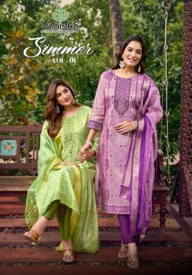Vaniska Simmer Vol 1 Jacquard Silk Kurti Pant Set Wholesale  