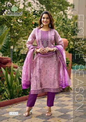 Vaniska Simmer Vol 1 Jacquard Silk Kurti Pant Set Wholesale  readymade suit catalogs