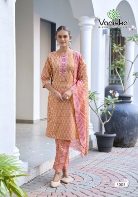 Vaniska Sunrise Vol 3 Capsul Foil Print Kurti Pant Dupatta Set readymade suit catalogs