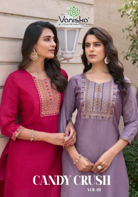 Vaniska by Candy Crush vol 1 Heavy Embroidered Fancy Kurti catalogue at affordable rate Amavi