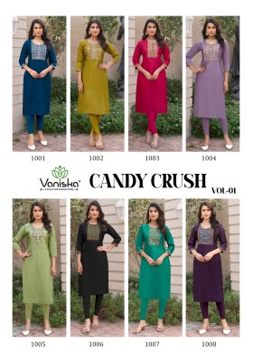 Vaniska by Candy Crush vol 1 Heavy Embroidered Fancy Kurti catalogue at affordable rate kurtis catalogs
