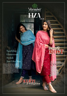 Vaniska by fiza vol 1 straight cut kurti pant and dupatta catalogue at affordable rate Amavi