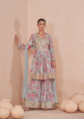 Vanshika by Gulkayara designer elegance printed sharara suit catalogue at affordable rate  readymade suit catalogs