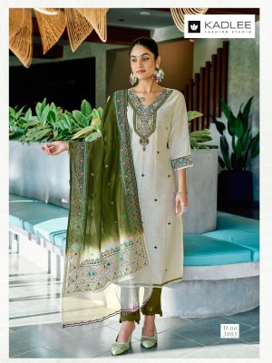 Vardan by Kadlee Viscorse thread work Fancy Top bottom and dupatta catalogue at amavi expo readymade suit catalogs