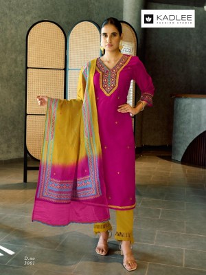 Vardan by Kadlee Viscorse thread work Fancy Top bottom and dupatta catalogue at amavi expo readymade suit catalogs