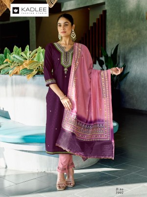 Vardan by Kadlee Viscorse thread work Fancy Top bottom and dupatta catalogue at amavi expo readymade suit catalogs