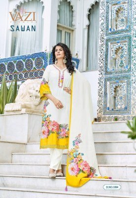 Vazi Fashion Sawan Designer Suit Pure Viscose Muslin Printed Top with Hand And Aari Work  Embellished Bottom Pant  and Printed Muslin Dupatta with Tas kurtis catalogs