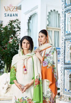 Vazi Fashion Sawan Designer Suit Pure Viscose Muslin Printed Top with Hand And Aari Work  Embellished Bottom Pant  and Printed Muslin Dupatta with Tas kurtis catalogs