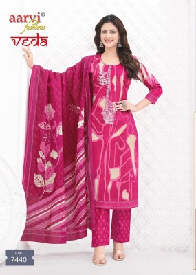 Veda Vol 1 by Aarvi Pure Cotton Printed With Kashmiri Embroidery Work readymade suit collection in low rate readymade suit catalogs