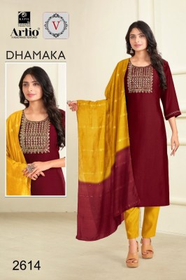 Veda by kapil trendz present Dhamaka rangila silk with fancy neck work readymade suit catalogue at low rate readymade suit catalogs