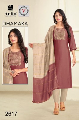 Veda by kapil trendz present Dhamaka rangila silk with fancy neck work readymade suit catalogue at low rate readymade suit catalogs