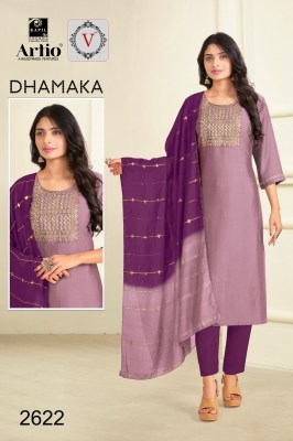 Veda by kapil trendz present Dhamaka rangila silk with fancy neck work readymade suit catalogue at low rate readymade suit catalogs