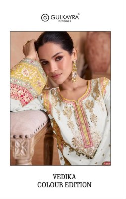 Vedika colour edition present real chinon embroidered fancy Pakistani suit catalogue Amavi