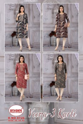 Veema Kurti vol 3 by Devi Reyon mill printed Kurti direct from whoilesaler kurtis catalogs