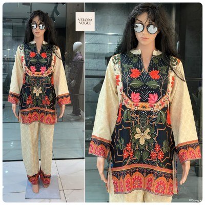 Velora Vogue Turkish Style Poly Linen Co ord Set  Top and Pant wholesale kurtis co ord set catalogs