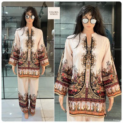 Velora Vogue Turkish Style Poly Linen Co ord Set  Top and Pant wholesale kurtis co ord set catalogs