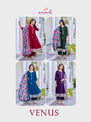 Venus By Aanchi Vichitra silk Flair Concept kurti pant and dupatta catalogue at low rate readymade suit catalogs